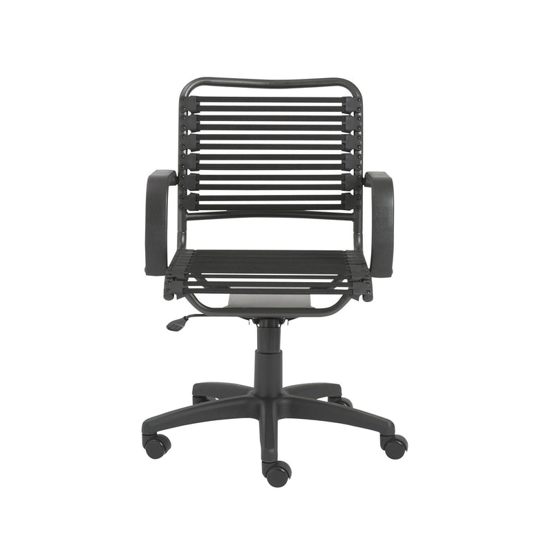 Homeroots Black Swivel Adjustable Task Chair Bungee Back Steel Frame 400772