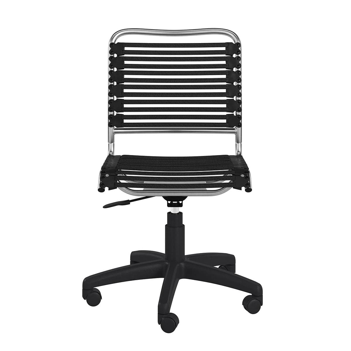 Homeroots Black Swivel Adjustable Task Chair Bungee Back Steel Frame 400779