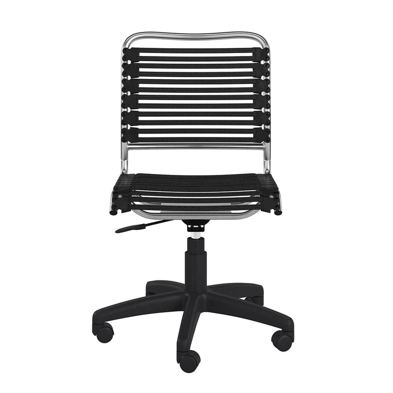 Homeroots Black Swivel Adjustable Task Chair Bungee Back Steel Frame 400779