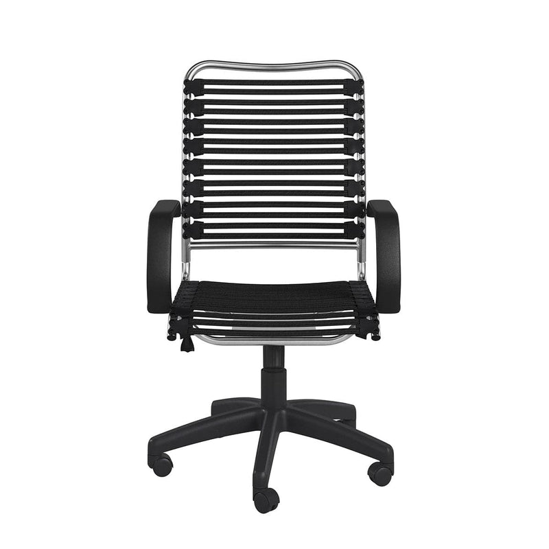 Homeroots Black Swivel Adjustable Task Chair Bungee Back Steel Frame 400780