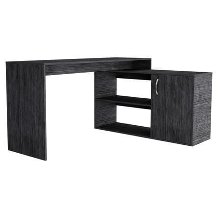 Homeroots Sleek Smokey Oak L Shape Office Desk 477841