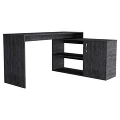 Homeroots Sleek Smokey Oak L Shape Office Desk 477841