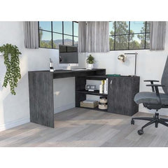 Homeroots Sleek Smokey Oak L Shape Office Desk 477841
