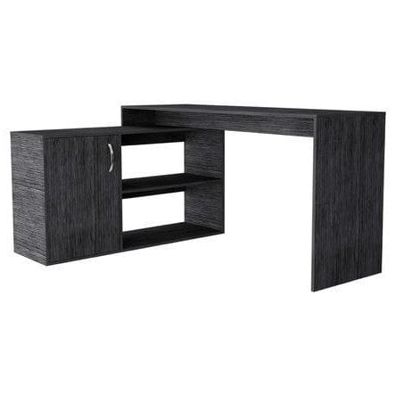 Homeroots Sleek Smokey Oak L Shape Office Desk 477841