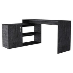 Homeroots Sleek Smokey Oak L Shape Office Desk 477841