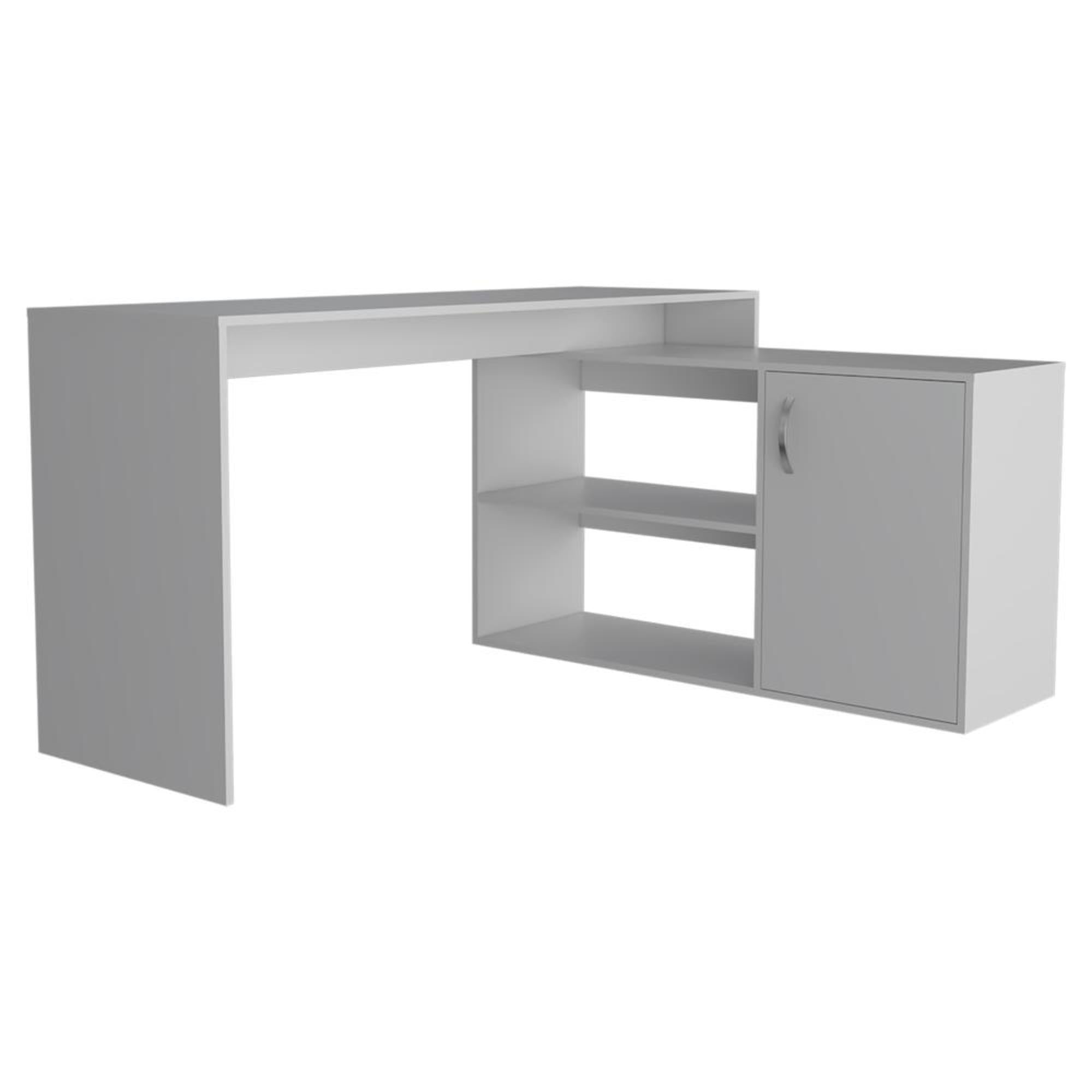Homeroots Sleek White L Shape Office Desk 477842