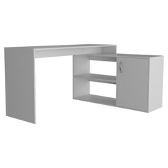 Homeroots Sleek White L Shape Office Desk 477842