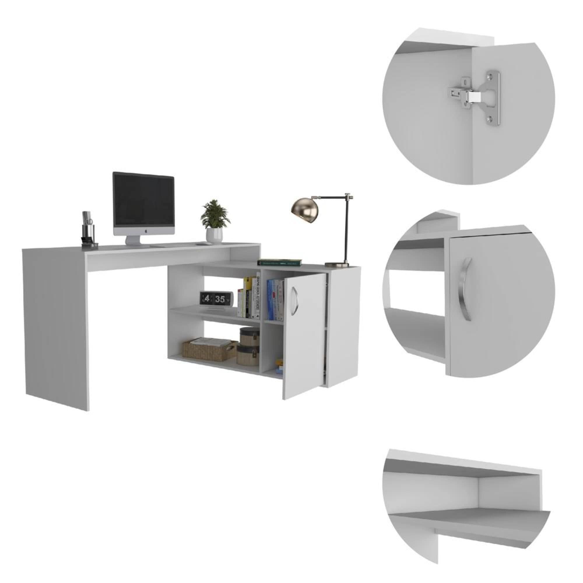 Homeroots Sleek White L Shape Office Desk 477842