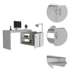 Homeroots Sleek White L Shape Office Desk 477842