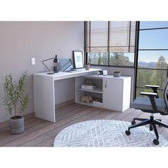 Homeroots Sleek White L Shape Office Desk 477842