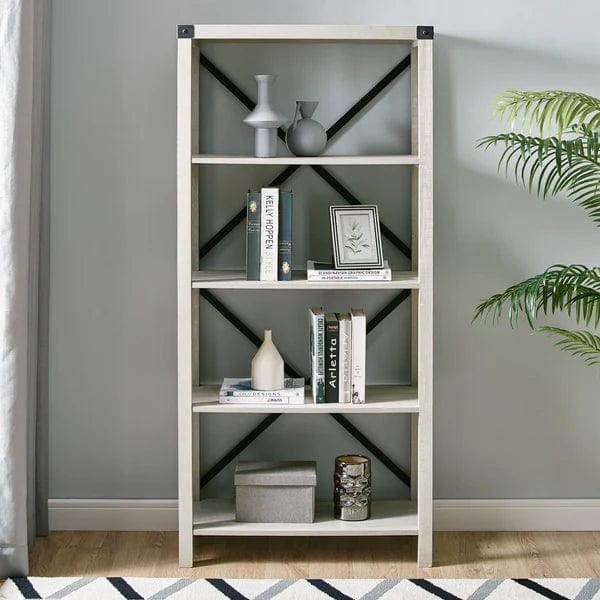 Walker Edison Farmhouse Metal X Bookshelf