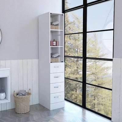 Depot E-Shop Magna Linen Cabinet, Three Shelves, Four Drawers DE-MLB6479 - My Home Office Store
