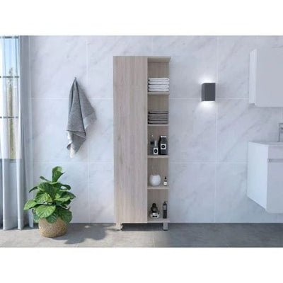 Depot E-Shop Venus Linen Single Door Cabinet, Five External Shelves, Four Interior Shelves DE-MLZ6582 - My Home Office Store