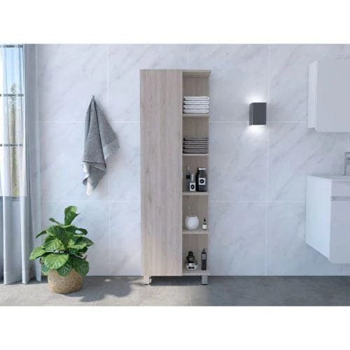 Depot E-Shop Venus Linen Single Door Cabinet, Five External Shelves, Four Interior Shelves DE-MLZ6582 - My Home Office Store