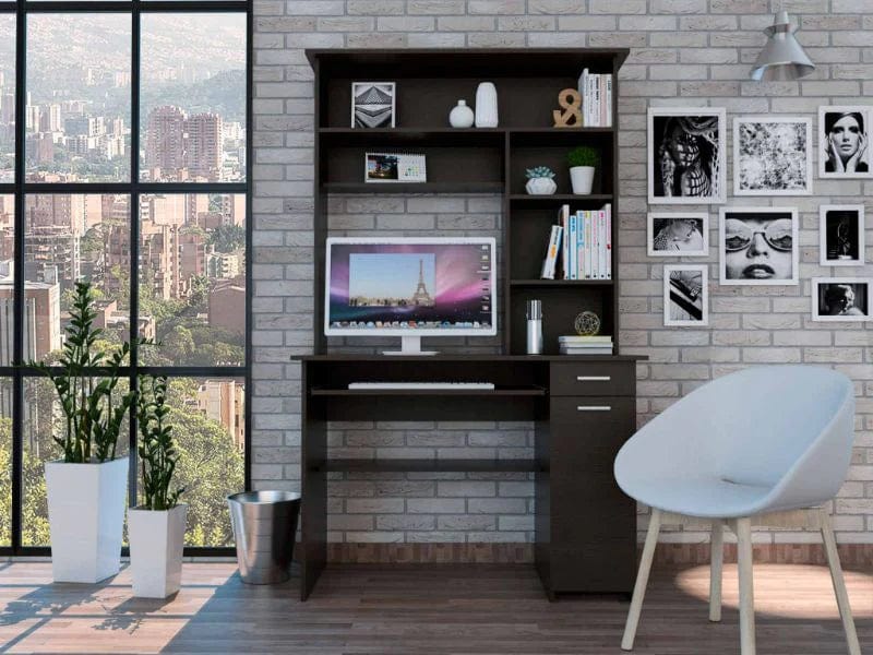FM Furniture Weston 180 Two Computer Desk with Hutch - My Home Office Store