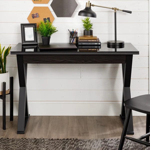 Walker Edison Metal & Glass X Desk