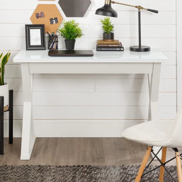 Walker Edison Metal & Glass X Desk