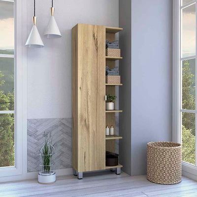Depot E-Shop Venus Linen Single Door Cabinet, Five External Shelves, Four Interior Shelves - My Home Office Store