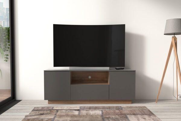 Inval America Inval TV Stand, Dark Gray/Amaretto Oak MTV-22619 - My Home Office Store