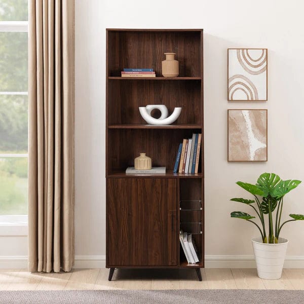 Walker Edison Contemporary Minimal Glass-Shelf 1-Door Storage Cabinet