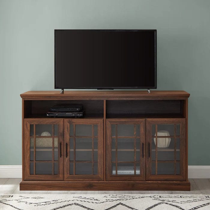 Walker Edison Hazel Glass 4 Door TV Stand