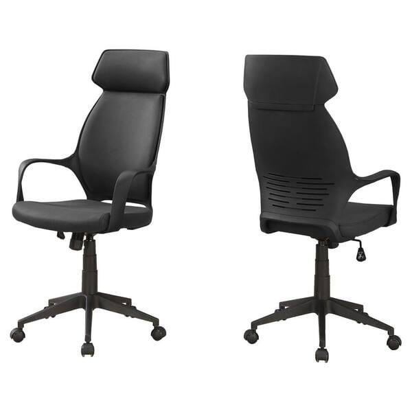 Homeroots Black Microfiber Seat Swivel Adjustable Executive Chair Fabric Back Plastic Frame 333441