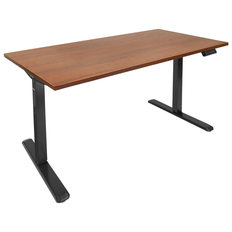 Mount It Electric Sit-Stand Black Desk Frame with Extra-Wide Brown Tabletop MI-18065 - My Home Office Store