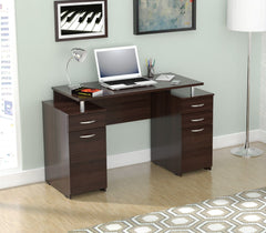 Homeroots Espresso Finish Wood Computer Desk with Four Drawers 249794