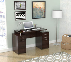 Homeroots Espresso Finish Wood Computer Desk with Four Drawers 249794