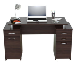 Homeroots Espresso Finish Wood Computer Desk with Four Drawers 249794