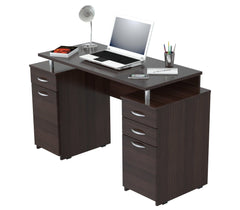 Homeroots Espresso Finish Wood Computer Desk with Four Drawers 249794