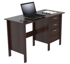 Homeroots Espresso Finish Wood Writing Desk with Three Drawers 249800