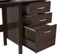 Homeroots Espresso Finish Wood Writing Desk with Three Drawers 249800