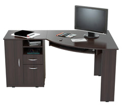 Homeroots Espresso Finish Wood L Shape Corner Computer Desk 249806