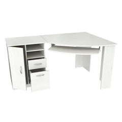 Homeroots White Finish Wood L Shape Corner Computer Desk 249807