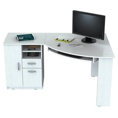 Homeroots White Finish Wood L Shape Corner Computer Desk 249807