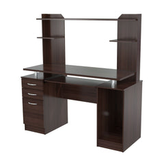 Homeroots Espresso Finish Wood Computer Desk with Hutch 249811