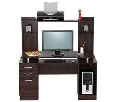 Homeroots Espresso Finish Wood Computer Desk with Hutch 249811