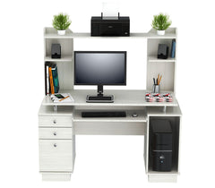 Homeroots White Finish Wood Computer Desk with Hutch 249812