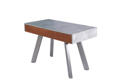 Homeroots 30" Walnut Veneer Metal and Concrete Desk 283504
