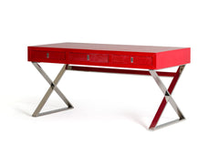 Homeroots 21" Red Crocodile MDF and Steel Desk 284137
