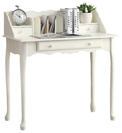 Homeroots 18" White Rectangular Secretary Desk With Three Drawers 333030