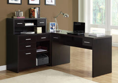 Homeroots 59" Brown L-Shape Computer Desk With 8 Drawers 333337