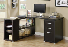Homeroots 47" Brown L-Shape Computer Desk With Three Drawers 333338