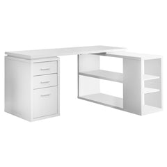 Homeroots 47" White L-Shape Computer Desk With Three Drawers 333341