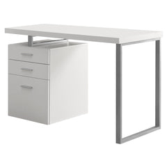Homeroots 24" Silver Rectangular Computer Desk With Three Drawers 333343