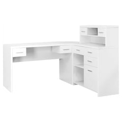 Homeroots 59" White L-Shape Computer Desk With 8 Drawers 333344