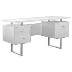 Homeroots 24" White Rectangular Computer Desk With Three Drawers 333367