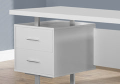 Homeroots 24" White Rectangular Computer Desk With Three Drawers 333367