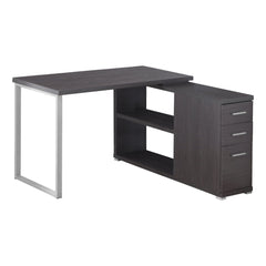 Homeroots 47" Grey L-Shape Computer Desk With Three Drawers 333380